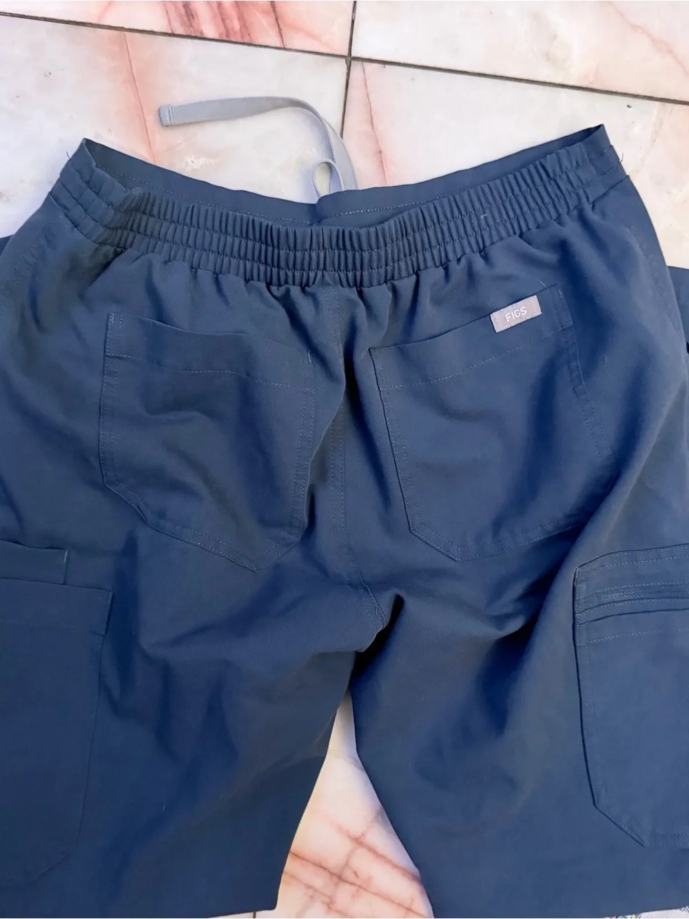 Figs Men's Cargo Pants in Slate Blue with Gray Drawstring